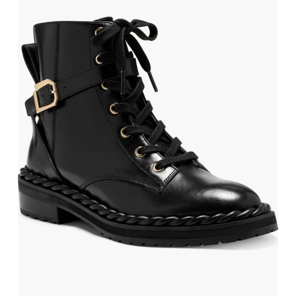 Louise et Cie Black Leather Sabri Moto Combat Boots 7